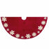 Hand Felted Wool Christmas Tree Skirt - Red with Cream Tacked Snowflakes - 60" - ARCADIA HOME